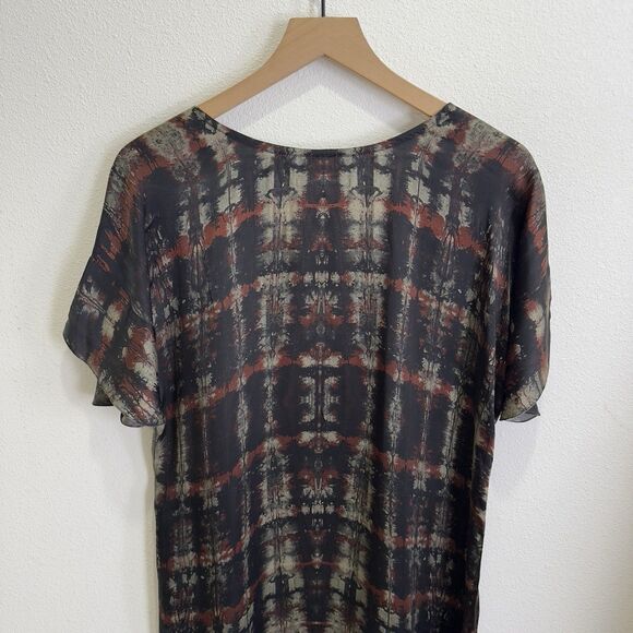 APNY 100% Silk Dress Womens Medium Black Geometric Whimsigoth Fairy Grunge Soft - Picture 8 of 12